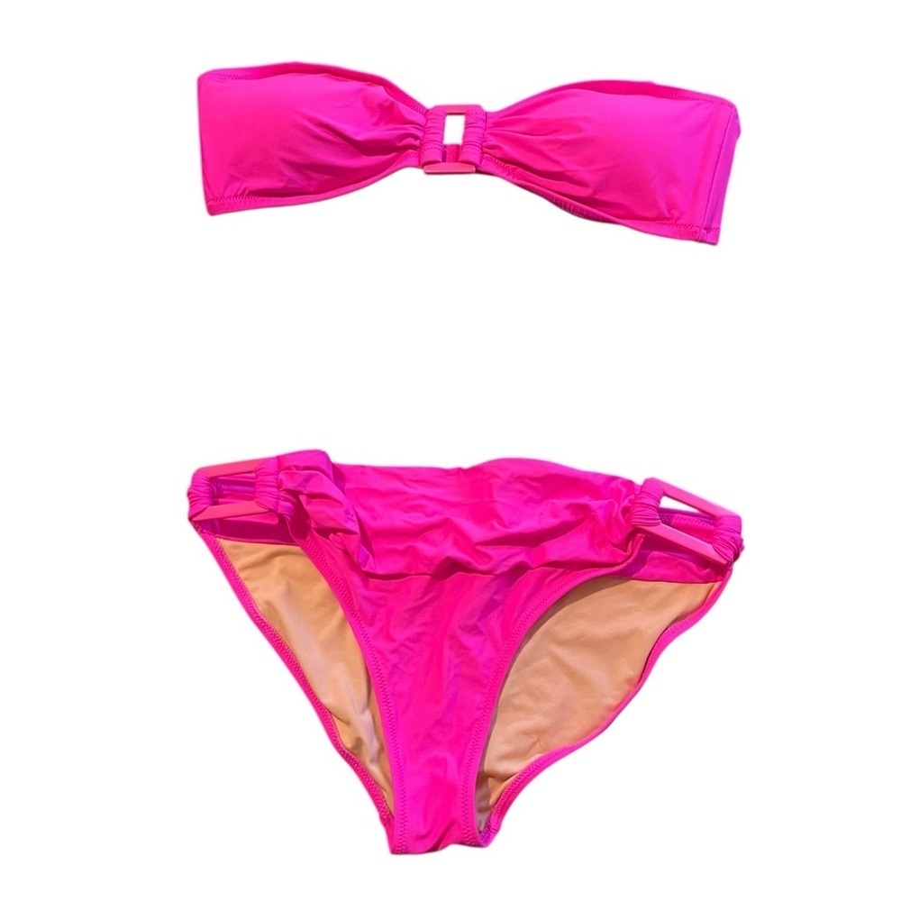 J. Crew Bright Pink Bikini Set Top Sz L Bottom Sz M